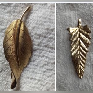 Vtg Set of  Gold leave pins DurBarry and Avon